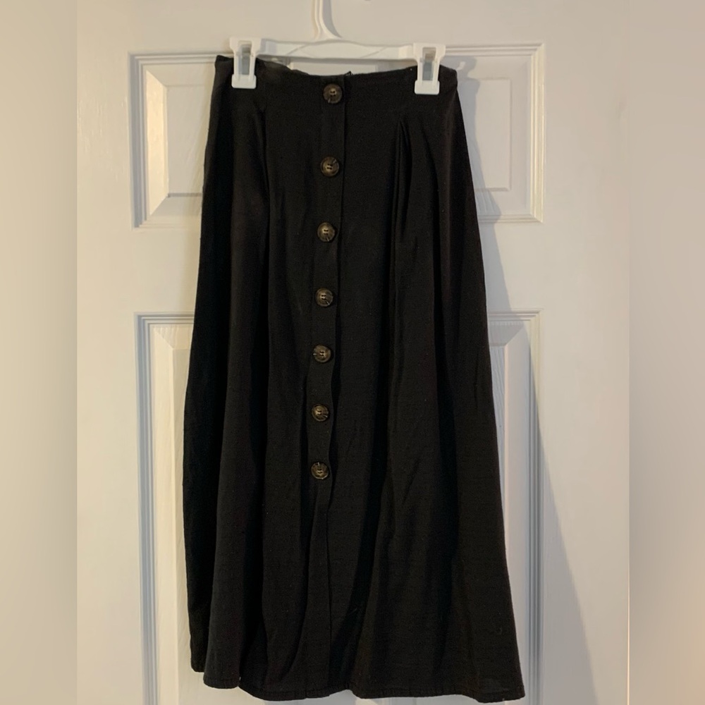 Nasty Gal Black A-Line Button-Front Skirt